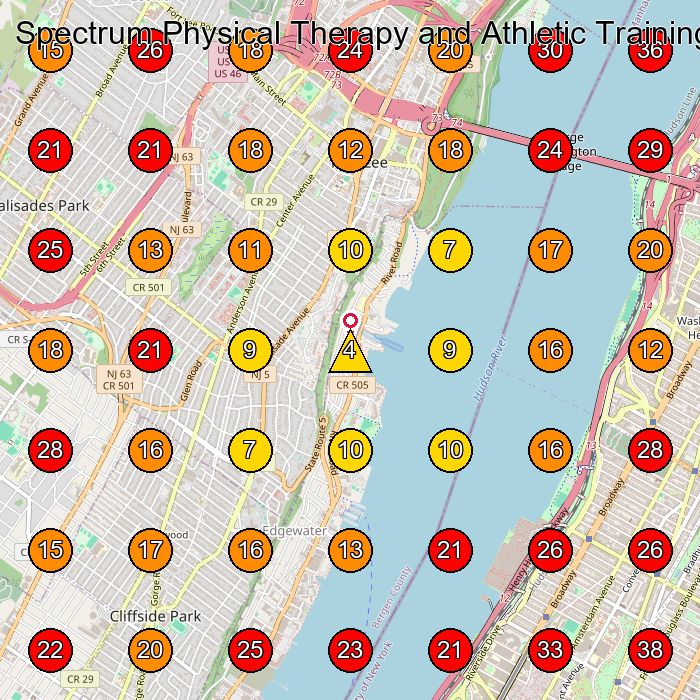 Spectrum Physical Therapy and Athletic Training, LLC Edgewater GeoGrid visibility map for Rehabilitation Center in Fort Lee